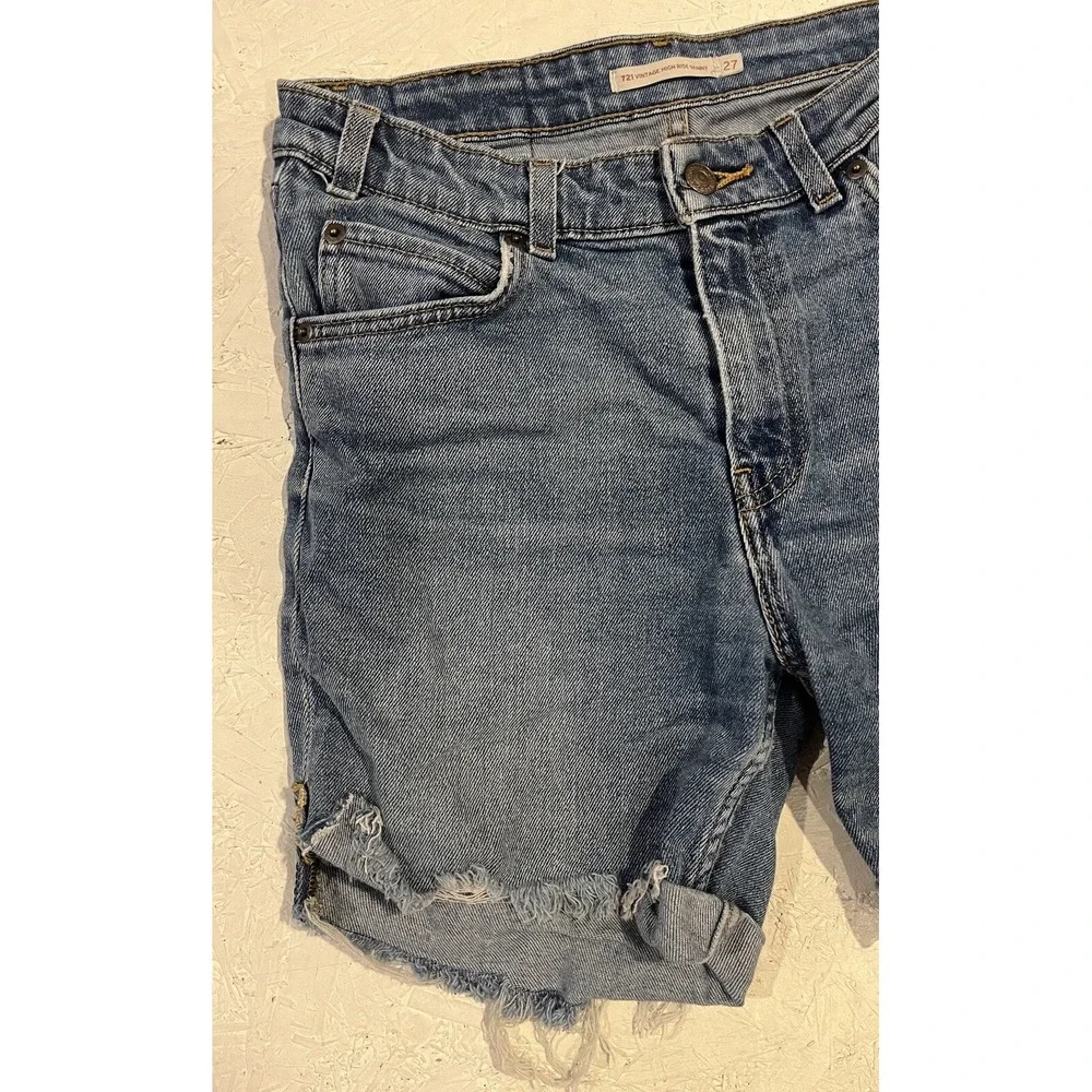 Levis Orange Tab Vintage High Rise Skinny Denim Shorts Womens Size 27 Distressed